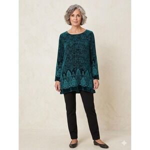 DIANE‎ VON FURSTENBERG Small Silk Assets Blouse Top Long Sleeve Rayon Burnout